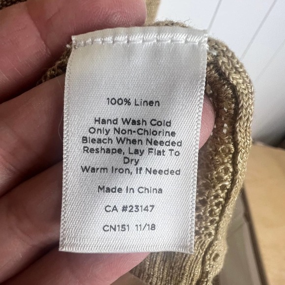 Talbots Woman Mustard Gold Open Front 100% Linen Cardigan Sweater SZ 3X - Picture 8 of 9